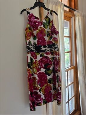 Taylor Floral Midi Dress in Magenta, Green and Black